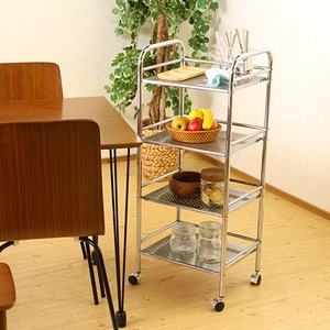 マルチキャスター付きワゴンラック【4段】 スチール 幅40cm×奥行32cm