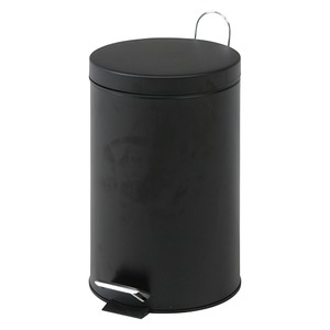 ダストボックス/スチール ラウンドペダルペール 12L ブラック(黒)