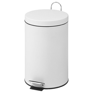 ダストボックス(ゴミ箱)/スチール ラウンドペダルペール 丸型 20L ホワイト（白）