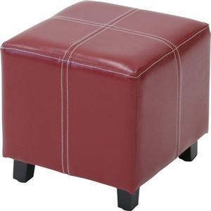 シンプルボックススツール PU 幅35cm×奥行35cm×高さ35cm 木製/合成皮革 RD レッド（赤）