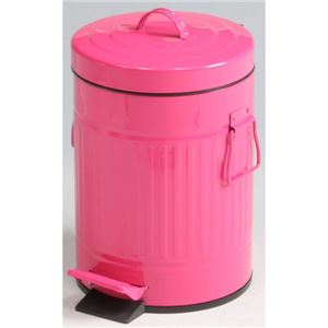 ダストボックス(ゴミ箱)/スチール ラウンドペダルペール 丸型 5L ショッキングピンク