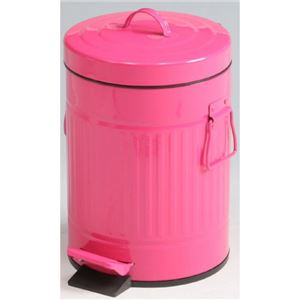 ダストボックス(ゴミ箱)/スチール ラウンドペダルペール 丸型 12L ショッキングピンク