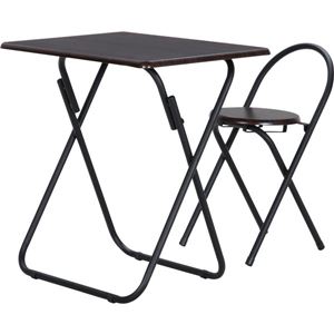 折りたたみ式テーブル＆チェアーセット テーブル/幅70cm×奥行50cm ブラック（黒）＆ブラウン