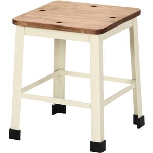 ロースツール スチール/木製(天然木) 高さ28cm アンティーク調 IV アイボリー