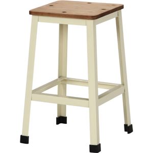 脚付きスツール スチール/木製(天然木) 高さ42cm アンティーク調 IV アイボリー