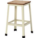 脚付きスツール スチール/木製(天然木) 高さ42cm アンティーク調 IV アイボリー