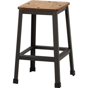 脚付きスツール スチール/木製(天然木) 高さ42cm アンティーク調 DBR ブラウン