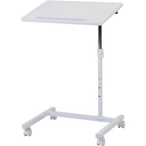 マルチサイドテーブル 天板角度/高さ調整可 キャスター付き 高さ62〜82cm WH ホワイト（白）