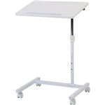 マルチサイドテーブル 天板角度/高さ調整可 キャスター付き 高さ62〜82cm WH ホワイト（白）