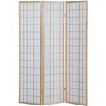 パーテーション/3折障子スクリーン 3連 高さ180cm 木製/不織布 180CM NA ナチュラル