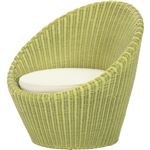 クッション付きダイニングチェア/ウィッカーチェア エッグ アジアンテイスト GR グリーン（緑） 【完成品】