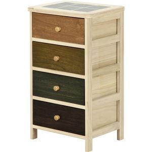 マルチカラフル4段ボックス/収納チェスト 【シンクエ】 木製(桐製) 幅40cm×奥行30cm 【完成品】