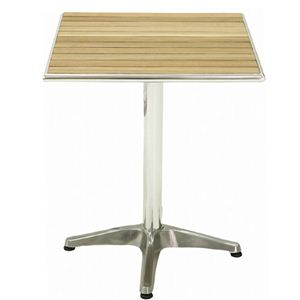 アルミテーブル/サイドテーブル 正方形(60cm×60cm) オーク天板/スチール/アルミニウム JL-11W