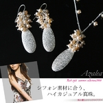 【Azalea】ハイカジュアル淡水パールデザインボードネックレス＆ピアス（ベビーピンク）