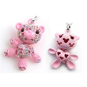 Rozybear(ロージーベア)スワロフスキー社クリスタル製くまちゃんストラップ ピンクマルチ