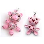 Rozybear（ロージーベア）スワロフスキー社クリスタル製くまちゃんストラップ　ピンクマルチ