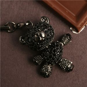 Rozybear(ロージーベア) 大人くまがリッチ スワロフスキー社クリスタルくまちゃんストラップ ブラックブラック