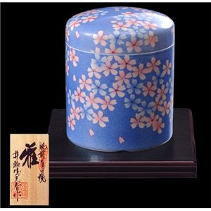 肥前有田焼 金龍釜 骨壷 華 「桜ちらし」 井輪鳴 光春作