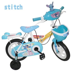 1:stitch & pooh 12インチ子供自転車 補助輪・カゴ付き　水色2台セット