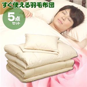 羽毛布団5点セット(すぐ使えるセット) ベージュ