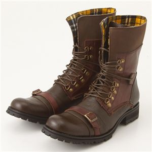 ALBART MARKS(アルバートマークス) ロールアップチェックブーツ ダークブラウン 44(27.0cm)