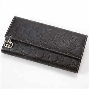 GUCCI(グッチ) Wホック折り長財布 インターロッキングチャーム 2145・DarkBrown