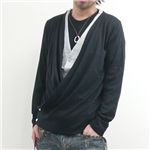 カシュクールカットソー(830S0428)×無地Vネックカットソー(SUI) ブラック Lサイズ