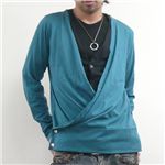 カシュクールカットソー(830S0428)×無地Vネックカットソー(SUI) ブルー Lサイズ