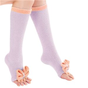 眠れる森の5本指ふわもこソックス 着圧＆カバー付き パープル【2個セット】