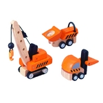 ★PLAN TOYSの木製玩具（木のおもちゃ）★6087★ 建設車セット