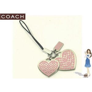 COACH(コーチ) ストラップ シグネチャー エナメル ハート セルフォン ランヤード S3827