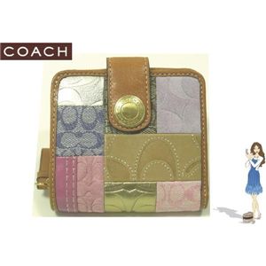 COACH(コーチ) シグネチャー ストライプ パッチワーク ミディアム ジップ 二つ折り財布 41209
