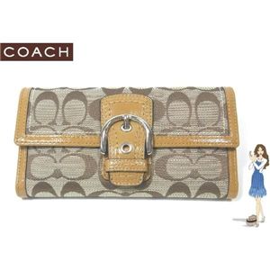 COACH（コーチ） ソーホー シグネチャー チェックブック ３つ折り長財布 ブラウン 42139