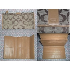 COACH コーチ・シグネチャースリムエンベロープ3つ折り長財布 キャメル