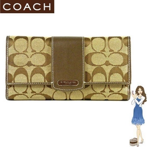 COACH(コーチ) 3つ折り財布 コーチ ペネロピ シグネチャー チェックブック 42181 カーキ/ブロンズ 円高還元