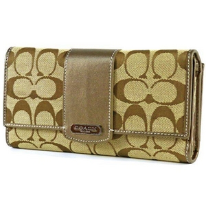 COACH(コーチ) 3つ折り財布 コーチ ペネロピ シグネチャー チェックブック 42181 カーキ/ブロンズ 円高還元
