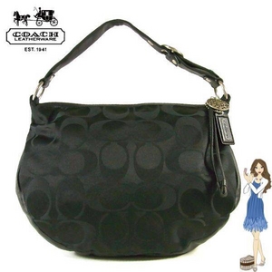 COACH(コーチ) ショルダーバッグ アリ シグネチャー サティーン ラージ ホーボー ブラック 13656 円高還元