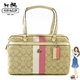COACH(コーチ) ボストンバッグ チェルシー ヘリテージ シグネチャー ジップ サッチェル ライトカーキ/ピンク 14478