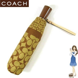 COACH（コーチ） 折りたたみ傘 シグネチャー パッチワーク アンブレラ カーキ／ブラウン 60361 