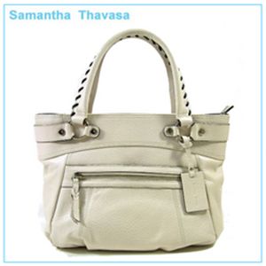 【新作2010】samantha thavasa(サマンサタバサ)ステッチ レザー トートバッグ クリームホワイト