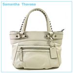 【新作2010】samantha thavasa(サマンサタバサ)ステッチ レザー トートバッグ クリームホワイト