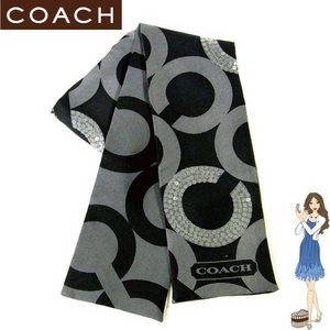 Coach(コーチ) スカーフ シークイン オプ アート ポニーテール ブラック 98586