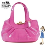 Coach(コーチ) バッグ エルゴ パテント レザー プリーテッド フレームド サッチェル ピンク 12520