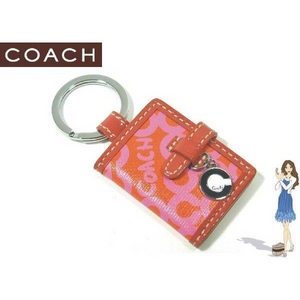 Coach(コーチ) キーホルダー オプ アート プリント ピクチャー フレーム キーフォブ ピンク 92438