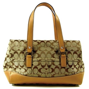 Coach(コーチ) バッグ ハンプトンズ シグネチャー サッチェル バッグ キャメル 13070