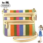 Coach(コーチ) ショルダーバッグ ボニー ストライプ ダブルジップ クロスボディ マルチカラー 42570