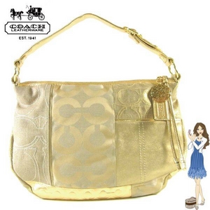 Coach(コーチ) ショルダーバッグ アリ ピースド ホーボー パッチワーク ゴールド 13643