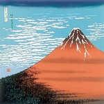 【箱入り】■日本製高級風呂敷■丹後ちりめん浮世絵風呂敷[二巾]■赤富士■