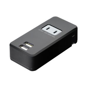 ミヨシ 2.4A ACコンセント搭載USB-ACアダプタ ブラック　IPA-24AC/BK