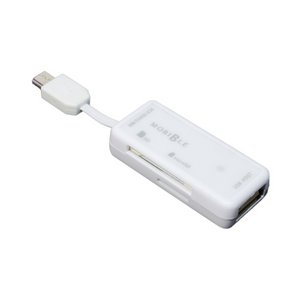 ミヨシ SD／microSDカードリーダライター機能付きUSBホストアダプタ SCR-SDH02／WH